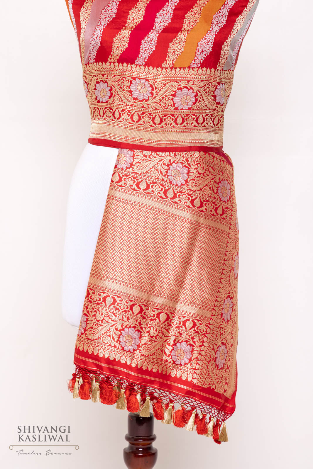 Multicolor Rangkat Handwoven Banarasi Kadhua Silk Dupatta