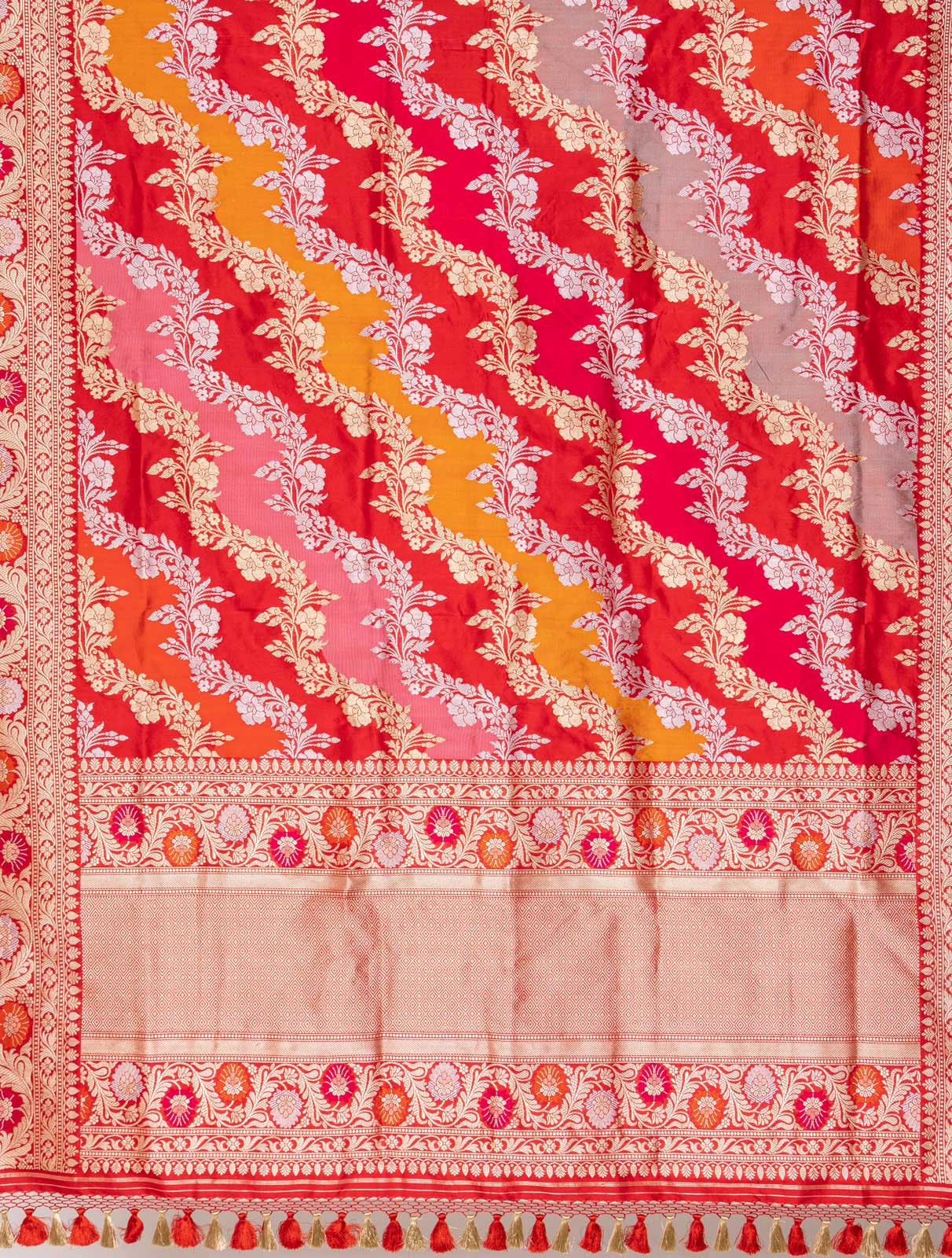 Multicolor Rangkat Handwoven Banarasi Kadhua Silk Dupatta