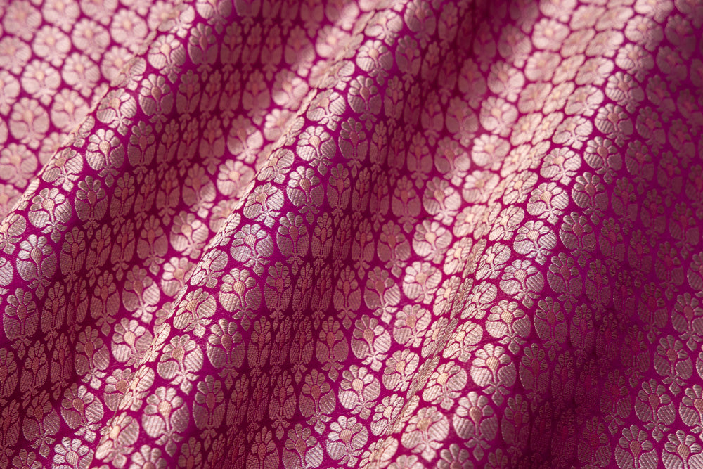 Magenta Pink Handwoven Banarasi Brocade Fabric