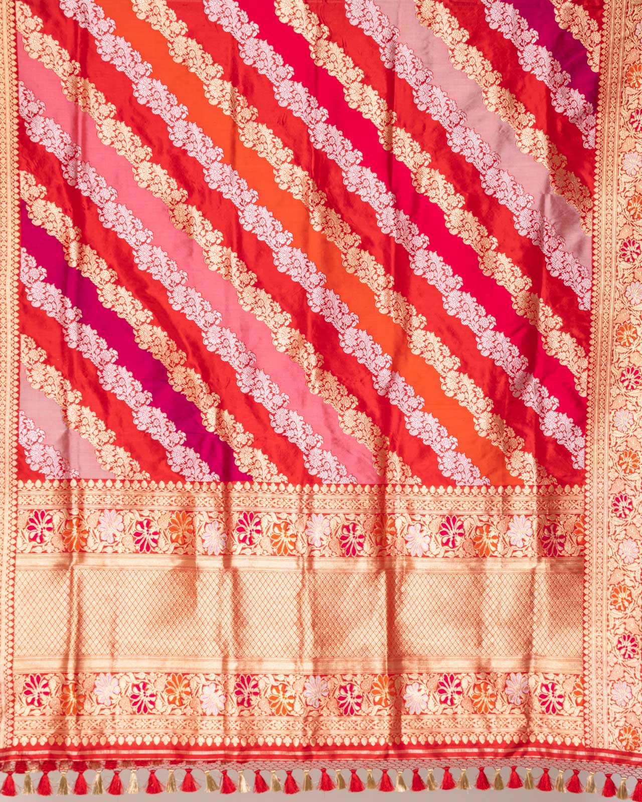 Multicolor Rangkat Handwoven Banarasi Kadhua Silk Dupatta