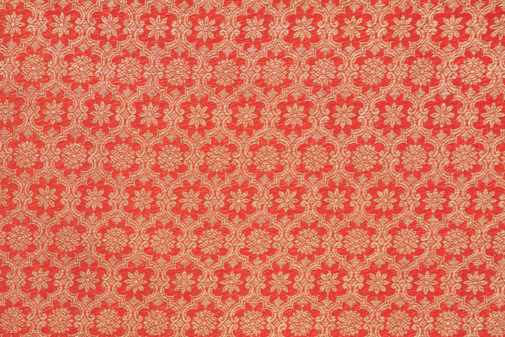Red Handwoven Banarasi Brocade Fabric