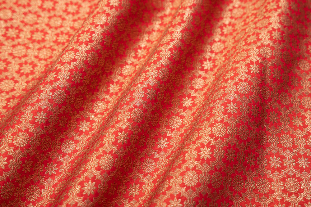 Red Handwoven Banarasi Brocade Fabric