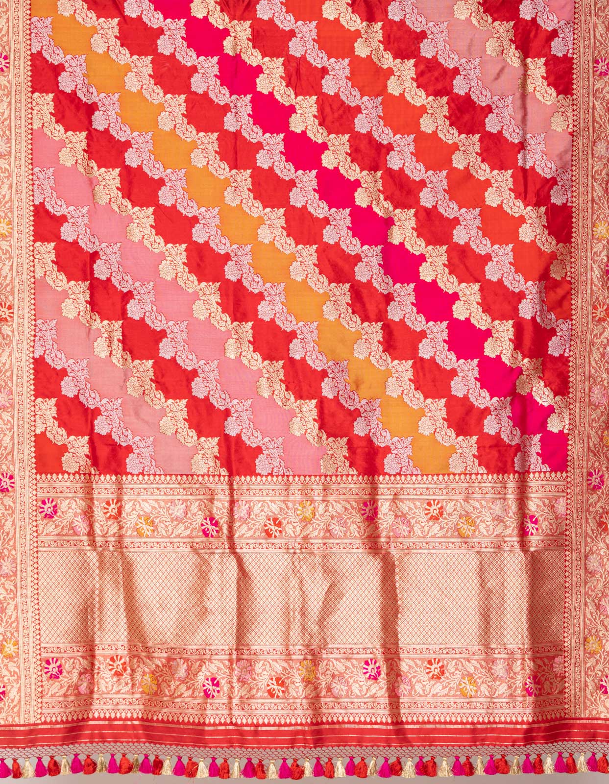 Multicolor Rangkat Handwoven Banarasi Kadhua Silk Dupatta