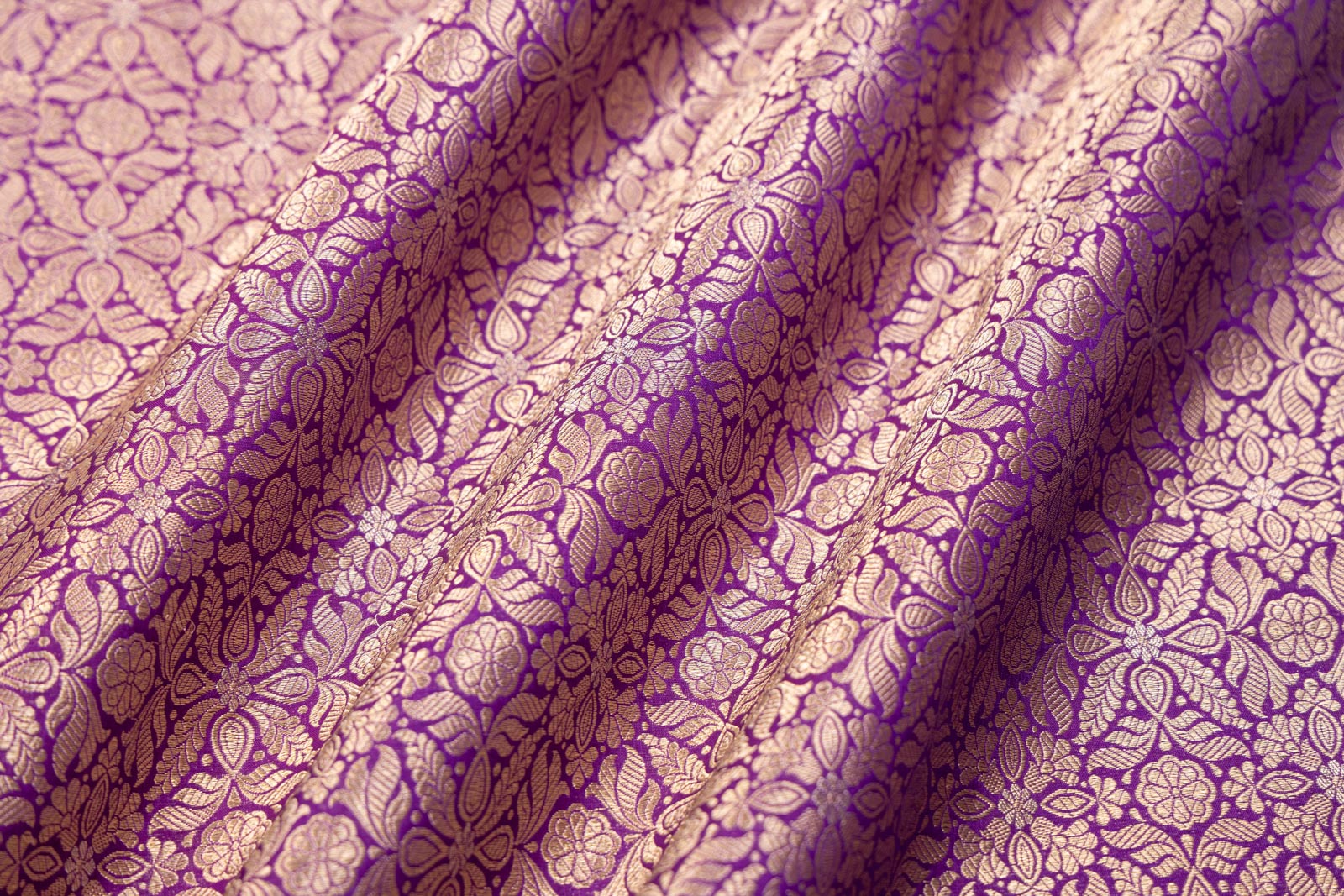Magenta Purple Handwoven Banarasi Brocade Fabric