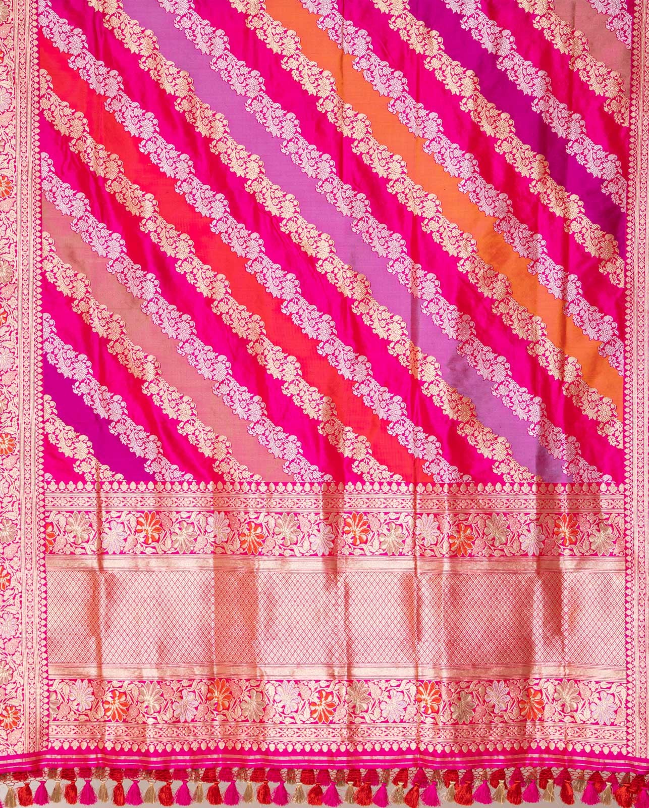 Multicolor Rangkat Handwoven Banarasi Kadhua Silk Dupatta