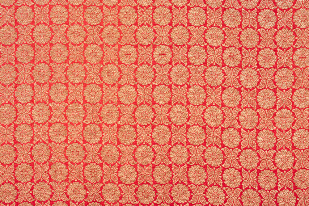Red Handwoven Banarasi Brocade Fabric