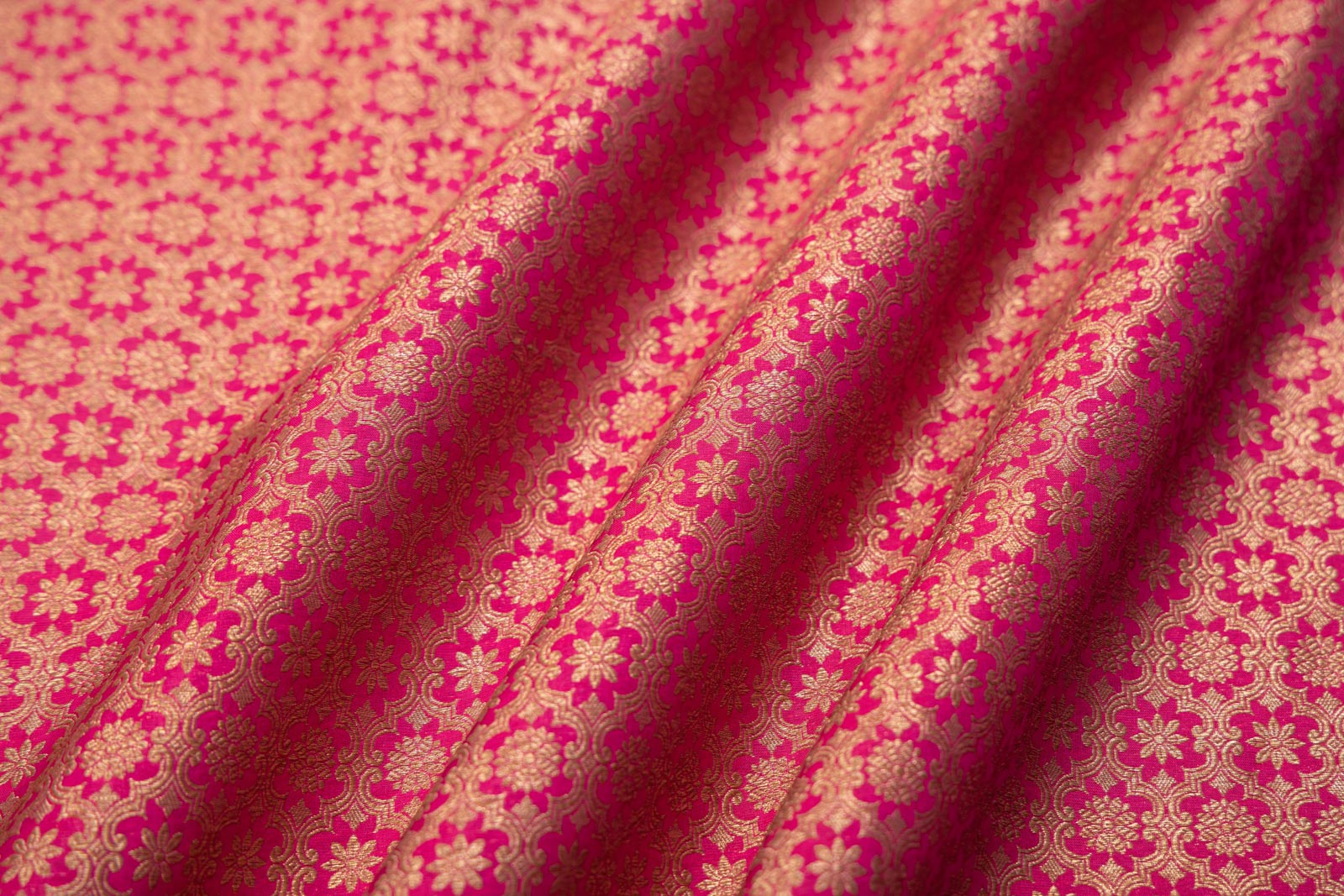 Fuchsia Pink Handwoven Banarasi Brocade Fabric
