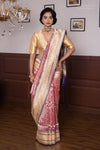 Pink Handwoven Banarasi Kadhua Tissue Silk Saree