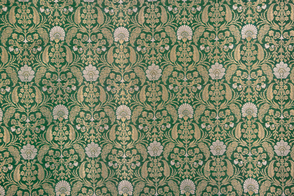 Green Handwoven Banarasi Brocade Fabric
