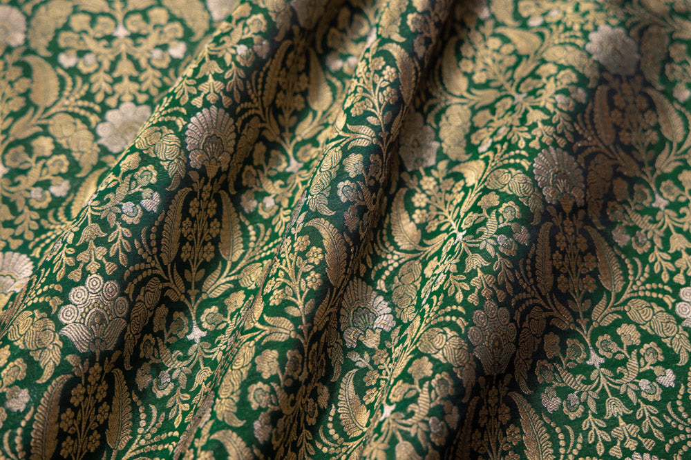 Green Handwoven Banarasi Brocade Fabric