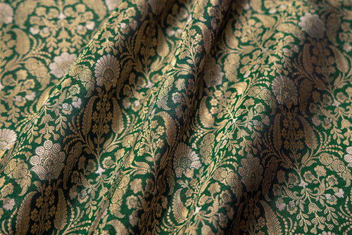 Green Handwoven Banarasi Brocade Fabric