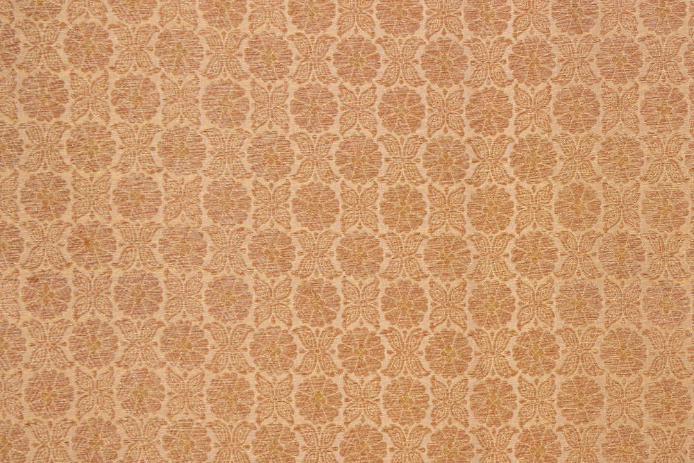 Beige Handwoven Banarasi Brocade Fabric