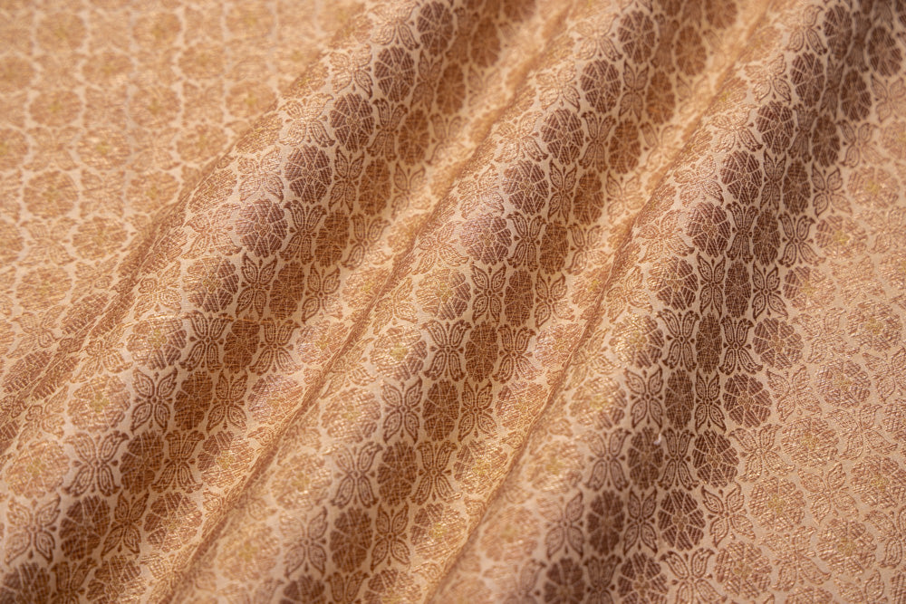 Beige Handwoven Banarasi Brocade Fabric