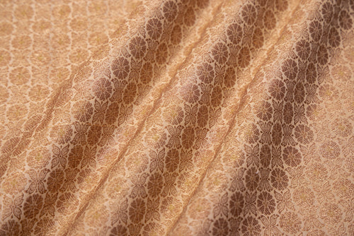Beige Handwoven Banarasi Brocade Fabric