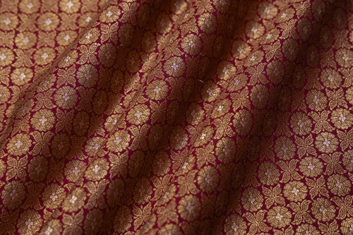 Maroon Handwoven Banarasi Brocade Fabric