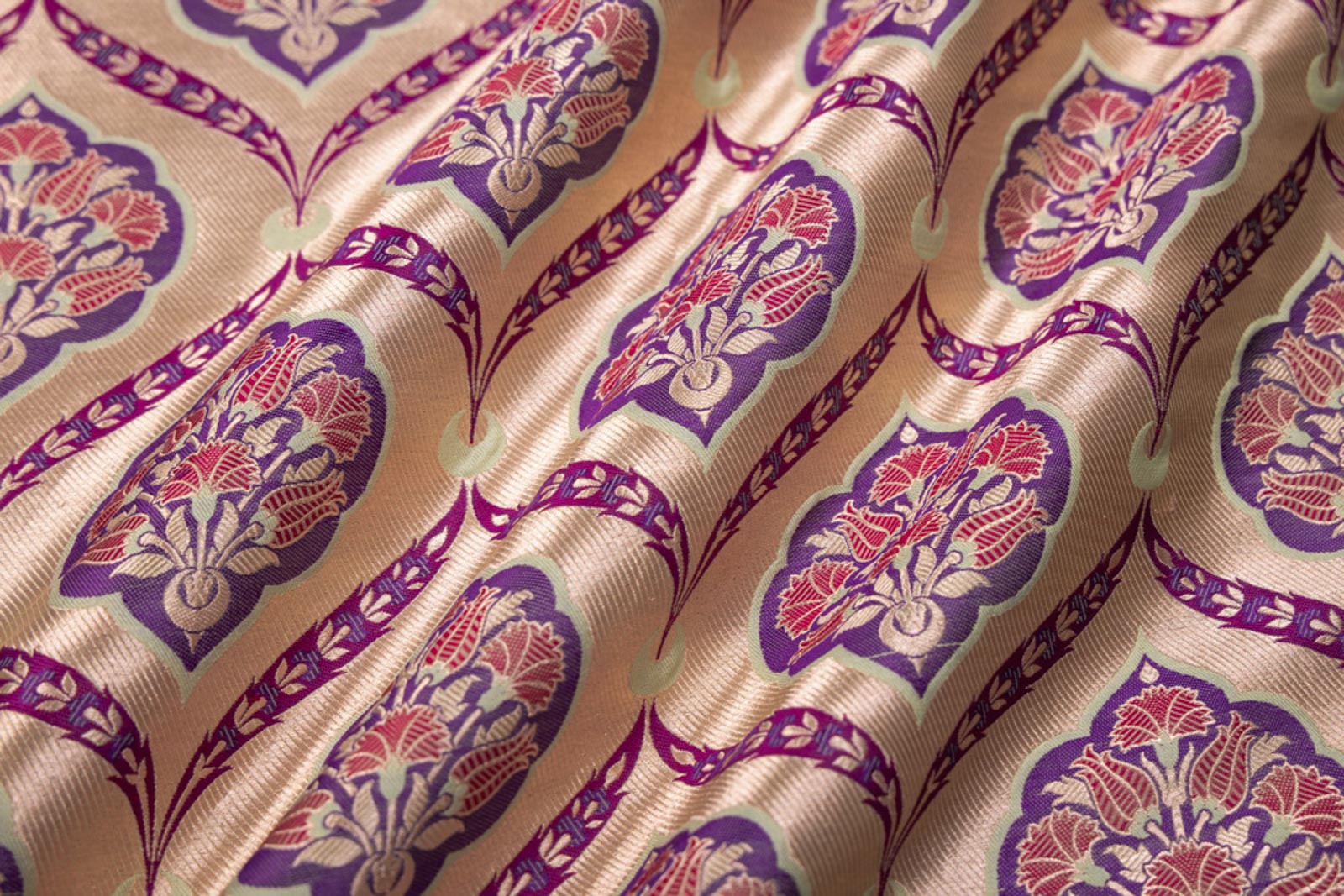 Pista Green Gold Handwoven Banarasi Silk Fabric