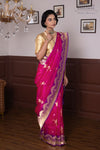 Pink Handwoven Banarasi Kadhua Organza Silk Saree