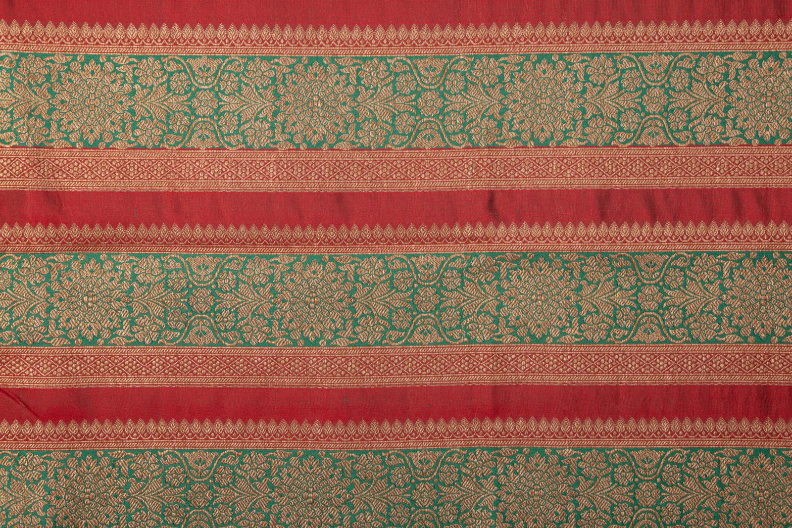 Red Green Handwoven Banarasi Silk Fabric