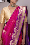 Pink Handwoven Banarasi Kadhua Organza Silk Saree
