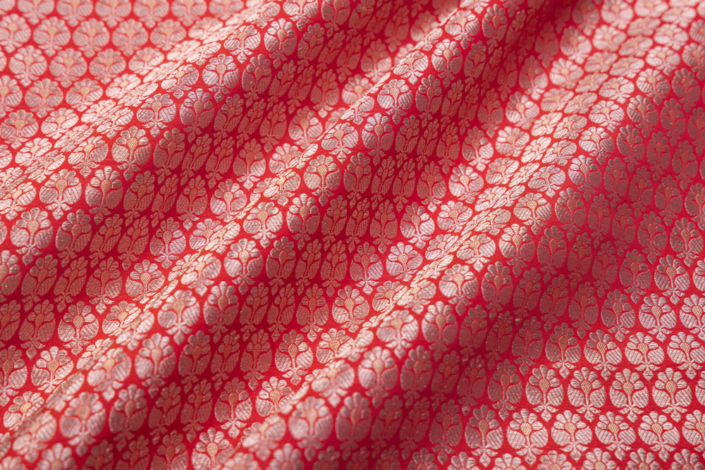 Red Handwoven Banarasi Brocade Fabric