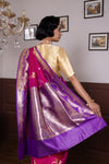 Pink Handwoven Banarasi Kadhua Organza Silk Saree