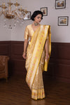Yellow Handwoven Banarasi Kadhua Tissue Silk Saree
