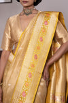 Yellow Handwoven Banarasi Kadhua Tissue Silk Saree