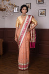 Peach Handwoven Banarasi Kadhua Organza Silk Saree