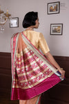 Peach Handwoven Banarasi Kadhua Organza Silk Saree