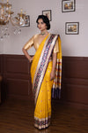 Yellow Handwoven Banarasi Kadhua Organza Silk Saree