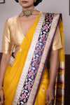 Yellow Handwoven Banarasi Kadhua Organza Silk Saree