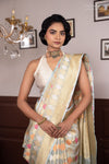 Mint Blue Handwoven Banarasi Tissue Silk Saree