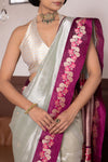 Powder Blue Handwoven Banarasi Kadhua Tissue Silk Saree