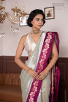 Powder Blue Handwoven Banarasi Kadhua Tissue Silk Saree