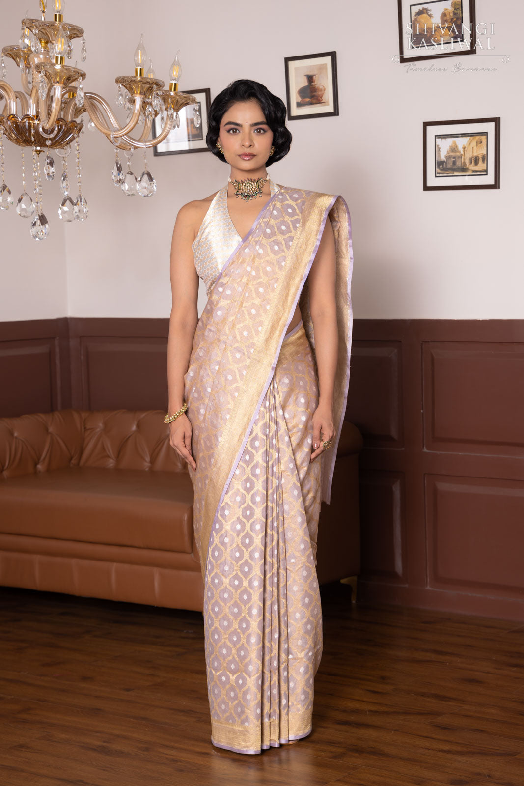 Lavender Handwoven Banarasi Tissue Silk Saree