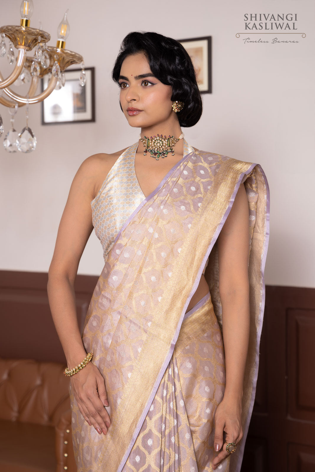 Lavender Handwoven Banarasi Tissue Silk Saree