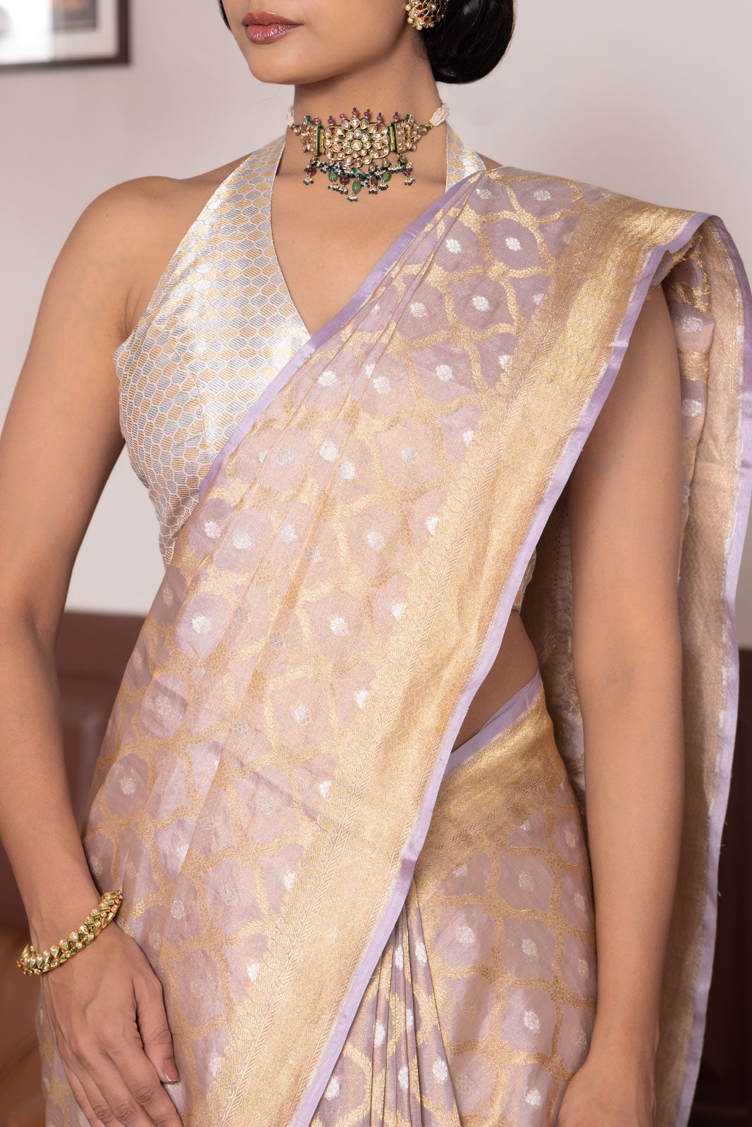 Lavender Handwoven Banarasi Tissue Silk Saree