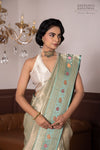 Mint Green Handwoven Banarasi Kadhua Tissue Silk Saree