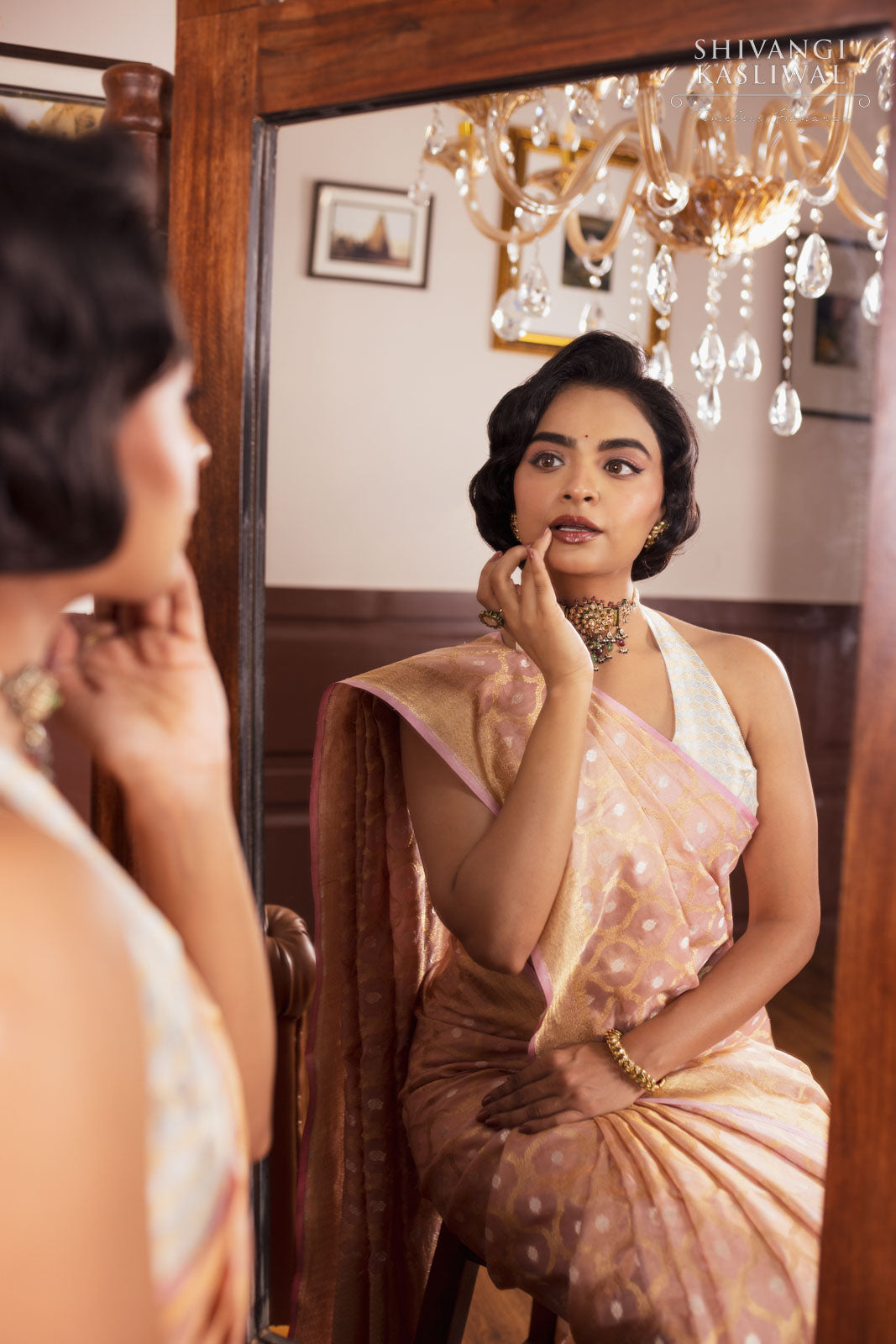 Baby Pink Handwoven Banarasi Tissue Silk Saree