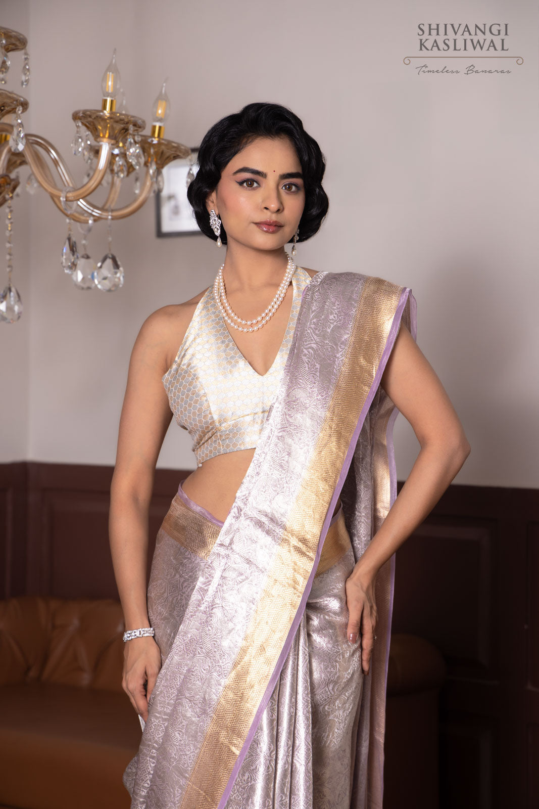 Lavender  Handwoven Banarasi Tissue Silk Saree
