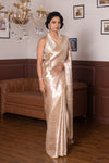 Beige Handwoven Banarasi Tissue Silk Saree