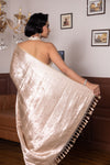 Beige Handwoven Banarasi Tissue Silk Saree