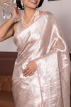 Pink Handwoven Banarasi Tissue Silk Saree