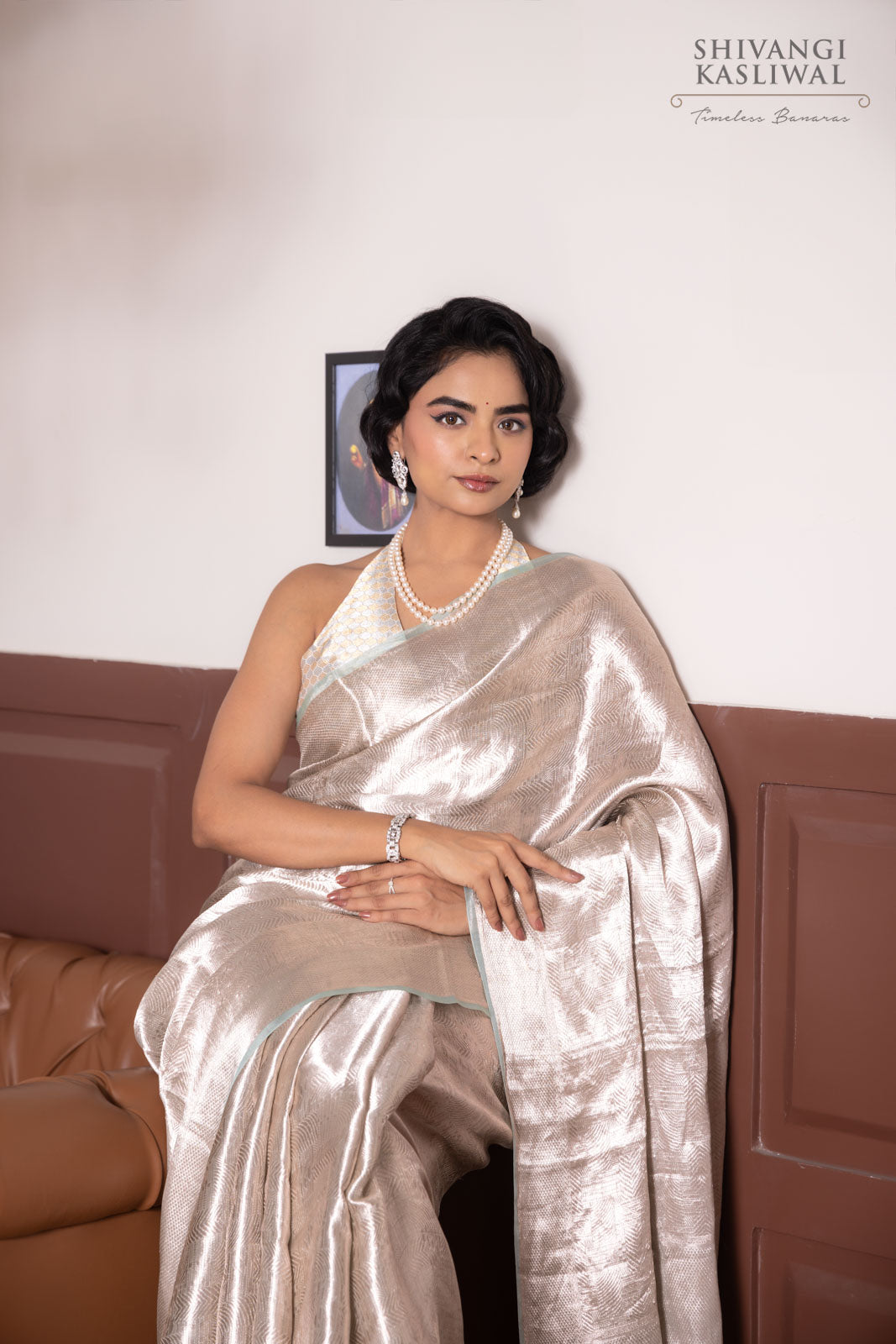 Mint Blue Handwoven Banarasi Tissue Silk Saree