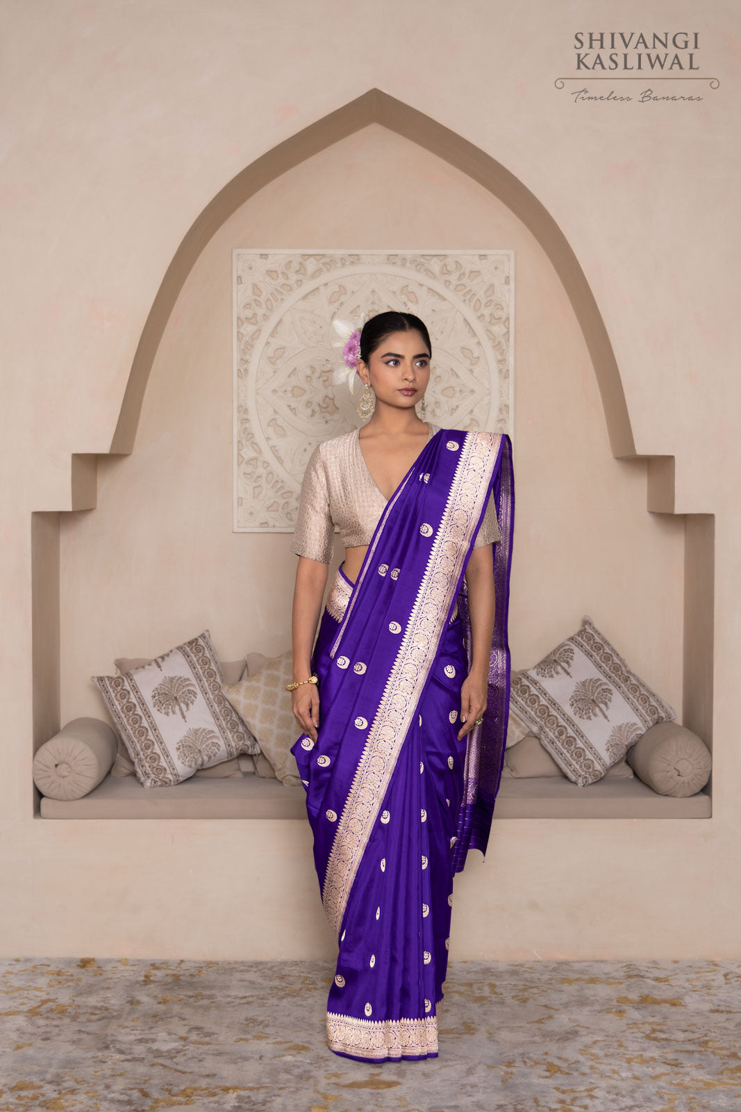 Purple Handwoven Banarasi Silk Saree