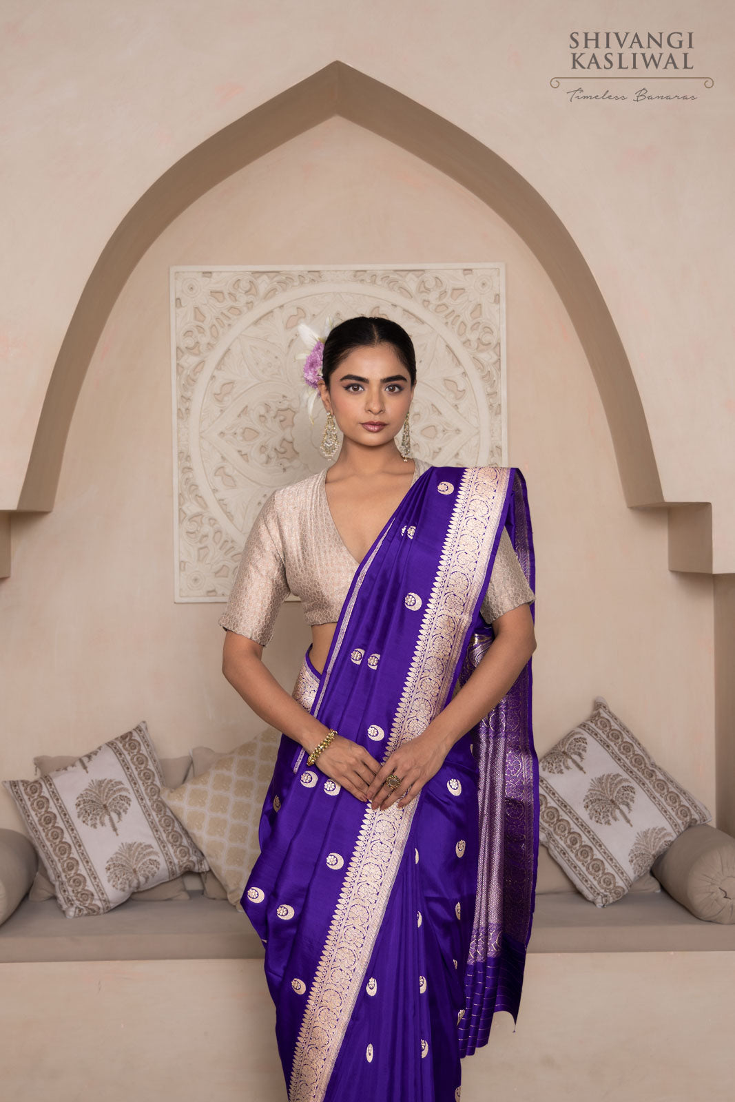 Purple Handwoven Banarasi Silk Saree