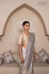 Powder Blue Handwoven Banarasi Silk Saree