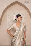 Grey Handwoven Banarasi Silk Saree