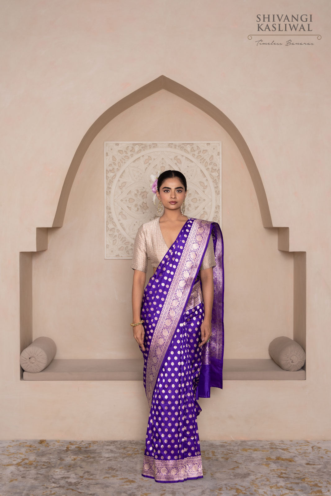 Purple Handwoven Banarasi Silk Saree