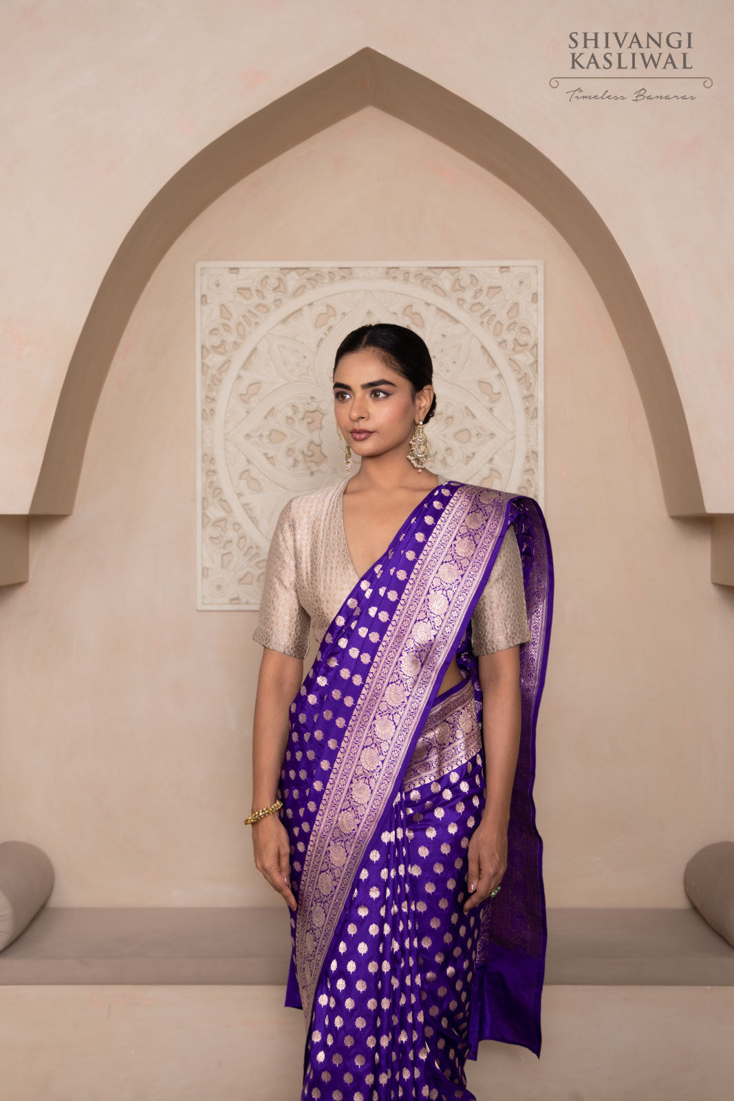 Purple Handwoven Banarasi Silk Saree